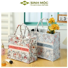 Túi canvas, túi họa tiết hoa ly, túi Sinh Mộc - M3051
