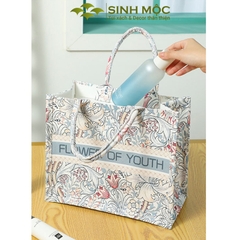 Túi canvas, túi họa tiết hoa ly, túi Sinh Mộc - M3051