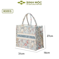 Túi canvas, túi họa tiết hoa ly, túi Sinh Mộc - M3051