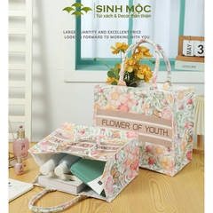 Túi tote, túi canvas, túi tote vải, túi hình hoa, Sinh Mộc - M3048