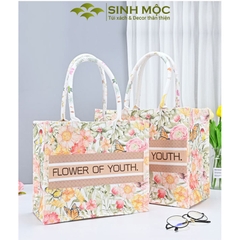 Túi tote, túi canvas, túi tote vải, túi hình hoa, Sinh Mộc - M3048