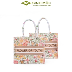 Túi tote, túi canvas, túi tote vải, túi hình hoa, Sinh Mộc - M3048
