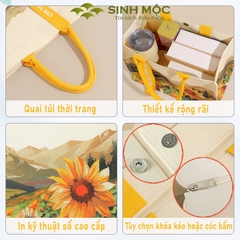 Túi xách canvas hoa hướng dương túi vải chống nước thời trang năng động – M3078 (hướng dương)