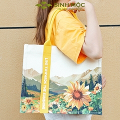 Túi xách canvas hoa hướng dương túi vải chống nước thời trang năng động – M3078 (hướng dương)