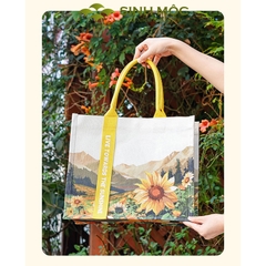 Túi xách canvas hoa hướng dương túi vải chống nước thời trang năng động – M3078 (hướng dương)