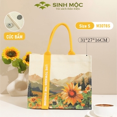 Túi xách canvas hoa hướng dương túi vải chống nước thời trang năng động – M3078 (hướng dương)