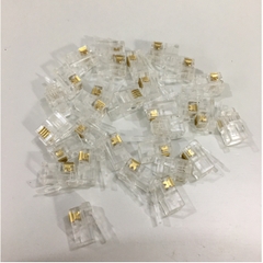 Đầu Bấm Tay Câm Nghe Nói Điện Thoại Bàn RJ9 Modular Plug 4P4C RJ9 Telephone Flat Connector Cable Handset Plug Gold Plated 100pcs/Lot