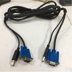 Cáp Điều Khiển KVM Switch Cable 15 Pin VGA Male to Male USB A/B Cable Cord For Aten Belkin D-Link TrippLite IOGear KVM Switch Black Hàng Bóc Thiết Bị Đã Qua Sử Dụng Length 3M