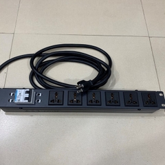 Thanh Nguồn Điện PDU 1U Rack Universal 6 Way UK Outlet Có MCB Công Suất Max 20A to NEMA 6-20P Plug Power Cord Length 3x3.31mm² Length 2M