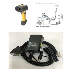 Bộ Cáp Cho Máy Quét Symbol DS3508  Barcode Scanner CBA-R37-C09ZAR Cable RS232 to RJ50 10Pin Cable with DC Power và Adapter 5V 1.5A DC Power Supply Length 1.8M