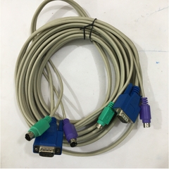 Cáp Điều Khiển KVM Switch Cable 3 in 1 PS2 Keyboar Mouse and VGA Male to Male For KVM Switch Smart View Pro or KVM Switch CRT Computer Monitor Length 5M