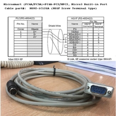 Cáp điều khiển PLC Programming IDEC HG9Z-1C121A Micro3 FC2A RS485 Built-in Port 8 Pin Mini Din Male to DB9P Male (Gray) Length 1.8M