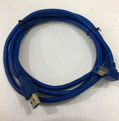 Cáp Kết Nối USB 3.0 E301195 AWM STYLE 2725 80ºC 30V VW-1 SUPER HIGH SPEED Revision 3.0 Type A to Type B Left Angle Cable Connector Types Góc Chữ L 90 Độ Vuông Sang Góc Trái Length 2M