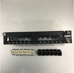 Bộ Combo WallPlate Chữ Nhật 12 Port AMP CAT6 Ethernet RJ45 Network LAN Lắp Âm Sàn Và Âm Tường 245 x 45 x 50mm Black