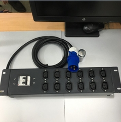 Thanh Nguồn PDU 2U Rack 19 12 Way IEC C13 Outlet Có MCB BHW-T4 C32 MITSUBISHI Công Suất Max 16A 250V to IP44 IEC309-2 Plug Power Cord 3x2.5mm Length 3M