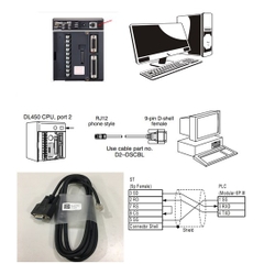 Cáp Kết Nối PLC Programming D2–DSCBL Cable KOYO DirectLOGIC 405 Với Máy Tính RS232C DB9 Female to RJ12 6 Pin Length 1.8M