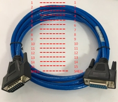 Cáp Nối Dài RS232C D-SUB 15 Chân Hai Hàng Âm Dương DB15 Female to DB15 Male 2 Row 15Pin 28AWG Multi-Core Cable Blue Length 3M