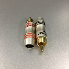 Rắc Hàn Gold Snake RCA Male Plug Jack Audio Speaker AV Video Cable Diameter 8mm Black-Red Connector Adapter 2PCS