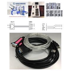 Bộ Combo Cấu Hình Switch Hirschmann Industrial Ethernet Terminal Cable 943 301-001 V.24 interface RS232 RJ11 4Pin 4P4C to DB9 Female Và USB to RS232 Z-TEK ZE533A  Length 6.8M