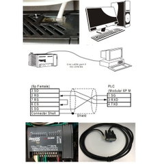 Cáp PLC Programming D2–DSCBL Cable Kết Nối KOYO DirectLOGIC D0-05DD Máy Tính RS232C DB9 Female to RJ12 6 Pin For Truyền Số Liệu Nạp Code Download/Upload  Length 2M