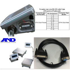 Cáp Kết Nối Cần Điện Tử AND Weighing Decimal Balance KO WW9-25 Cable RS-232C DB25 Pin Male to DB9 Pin Female For Truyền Nhận Dữ Liệu Giữa Cân Điện Tử Và Máy Tính Dài 2M