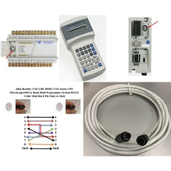 Cáp Lập Trình Allen Bradley 1761-CBL-HM02 1761 Series CPU MicroLogix1000 to Hand Held Programmer System RS232 Cable Mini Din 8 Pin Male to Male Length 3M