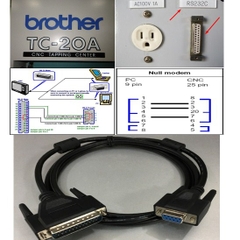 Cáp Lập Trình CNC BROTHER TC-20A to Computer Serial Data Cable DB9 Female to DB25 Male Length 1.8M