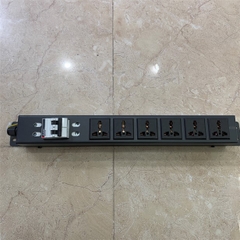 Thanh Phân Phối Nguồn 1U Rack 19 6 Ways Universal PDU MCB MITSUBISH 32A 250V For Rackmount Power Supply PC Industrial