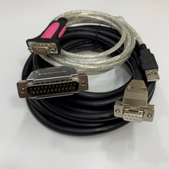 Cáp USB to RS232 Converter + Cáp Điều Khiển Chất Lượng Cao CNC DNC Setting RS232 Serial Cable DB9 Female to DB25 Male 17Ft Dài 5M For Fanuc Data Software/Hardware & Machines