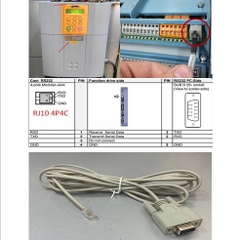 Cáp Chuyển Đổi RJ10 4P4C to RS232 DB9 Female 3M For Nạp Chương Trình Cho Biến Tần Máy Pha Băng Tải Parker AC 590+ Series Communication Cable