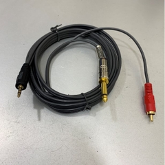 Cáp Tín Hiệu Âm Thanh Phòng Họp Hội Trường Audio Cable 3.5mm Male to RCA Male + Mono Jack 6.35mm Microphone Dtech Black Length 3M