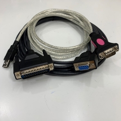 Combo FTDI Chip USB RS232 Converter Cable Cáp Máy Cắt Decal Mimaki CG-60ST Cutting Plotters to Computer Dài 5.8M 19ft Cable Shielded Belden E357317-S DB25 Pin Male to DB9 Pin Female