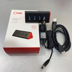 Bộ Chia Cổng 4 Port Hup USB 3.0 Có Sạc Đi Kèm SSK SHU028 Cáp USB 3.0 Type A to Type Micro B Dài 1.3M For Thiết Bị Hội Nghị Truyền Hình Camera Printer Scanner Hard Drive