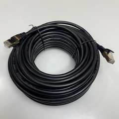 Dây Nhẩy Công Nghiệp Dài 15M 50ft NAJIN CAT7 10G 600MHz Ethernet Shielded Cable RJ45 Network Patch Cord PVC Jacketed Black S/STP 4PR 28AWG OD Ø 6.0mm For Computer, Industrial Cable