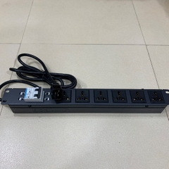 Thanh Phân Phối Nguồn Điện PDU 1U Rack Universal 6 Way UK Outlet Có MCB Công Suất Max 20A to C20 Plug Power Cord 3x2.08mm² Length 0.6M