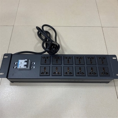 Thanh Phân Phối Nguồn Điện PDU 2U Rack Universal 12 Way UK Outlet Có MCB Công Suất Max 20A to C20 Plug Power Cord 3x2.5mm² Length 5M