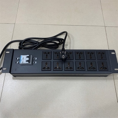 Thanh Nguồn Điện PDU 2U Rack Universal 12 Way UK Outlet Có MCB Công Suất Max 16A to Schuko Plug Power Cord Length 3x1.5mm² Length 4.2M