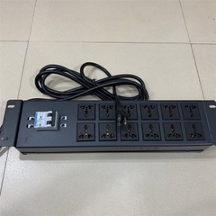 Thanh Nguồn Điện PDU 2U Rack Universal 12 Way UK Outlet Có MCB Bảo Vệ Quá Tải Công Suất Max 20A to NEMA 5-15P Plug Power Cord 3x2.08mm² Length 2.5M