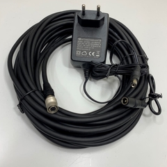 Cáp Hirose 6 Pin Female to DC 5.5 x 2.1mm Female Power Cable Dài 5M 17ft + Power Supply Adapter 12V 1.5A UE For Basler AVT GIGE Sony CCD Industrial Camera