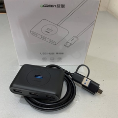 Bộ Chia Cổng 4 Port Hup USB 3.0 + Adapter Type C to USB 3.0 UGREEN 40850 For Thiết Bị Hội Nghị Truyền Hình Camera Printer Scanner Hard Drive