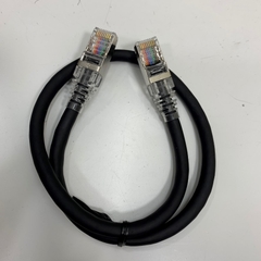 Cáp Mạng Công Nghiệp CAT5E Shielded Cable Ethernet RJ45 Gigabit Lan Network S/FTP PVC Black 26AWG Dài 0.5M 1.5ft For Servo, PLC, HMI, Ethernet Network Cable