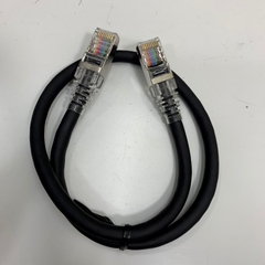 Cáp Mạng Công Nghiệp CAT5E Shielded Cable Ethernet RJ45 Gigabit Lan Network S/FTP PVC Black 24AWG Dài 0.5M 1.5ft For Servo, PLC, HMI, Ethernet Network Cable