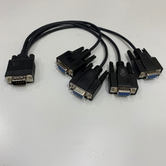 Cáp Serial RS232 DB9 Y Splitter Shielded Cable DB9 Male to 4 DB9 Female Serial Splitter Adapter Straight Through Black Length 0.3M