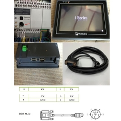 Cáp Lập Trình HMI Weintek Weinwiew MT6070iH Với PLC Panasonic Panasonic FP-X C38AT Series Terminal is MD5M Cable RS232 Mini Din 5 Pin to DB9 Male Dài 3M Có Chống Nhiễu Shielded