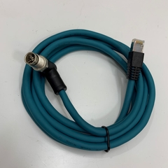 Cáp Right Angle M12 8 Pin Male X-Coded to RJ45 Industrial Ethernet CAT6 Shielded Cable OEM Cognex CCB-84901-2002-02 Dài 2M 6.5ft For Cognex Industrial Camera