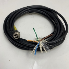 Cáp 5.8M 15ft M12 8 Pin X-Coded Male to 8 Core Open End Black Cable Shielded E211405 VW-1 24AWG For Cognex and Automation Camera