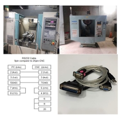 Bộ Combo RS232 Cable Kit DNC For Fanuc Fadal RS232 Serial Cable DB9F to DB25M CNC DNC Send Program For PC/Laptop Dài 3.5M (12ft)