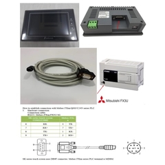 Cáp Lập Trình HMI Samkoon SK Series Với PLC Mitsubishi Melsec FXxn Series Terminal is MD8M Connection Cable RS422 Mini Din 8 Pin to DB9 Female Dài 3M Có Chống Nhiễu Shielded