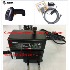 Adapter SUNNY 5V 1.6A 8W SYS1381-0805-W2E For Zebra DS4208 Barcode Scanner Original CBA-R01-S07PBR RS232 Cable RS232 to RJ50 10Pin Cable with DC Power Connector Size 3.5mm x 1.35mm