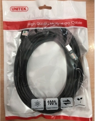 Cáp Máy In USB 2.0 A Male to B Male Unitek Y-C421GBK Printer Cable E319028 28AWG Black Length 5M